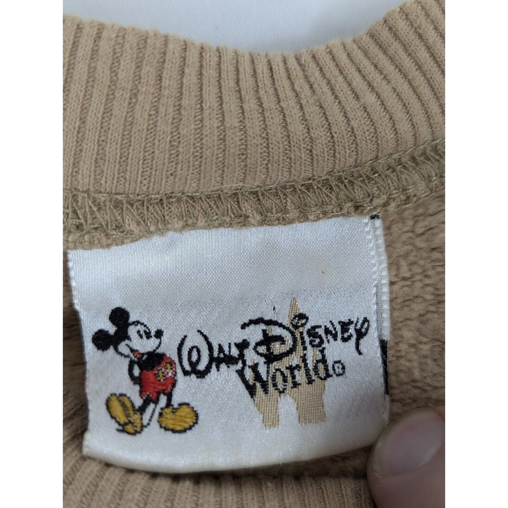 Mickey Mouse Crewneck Size XL Y2K Sweatshirt Disney Minimalist Brown Spell Out - Picture 4 of 7